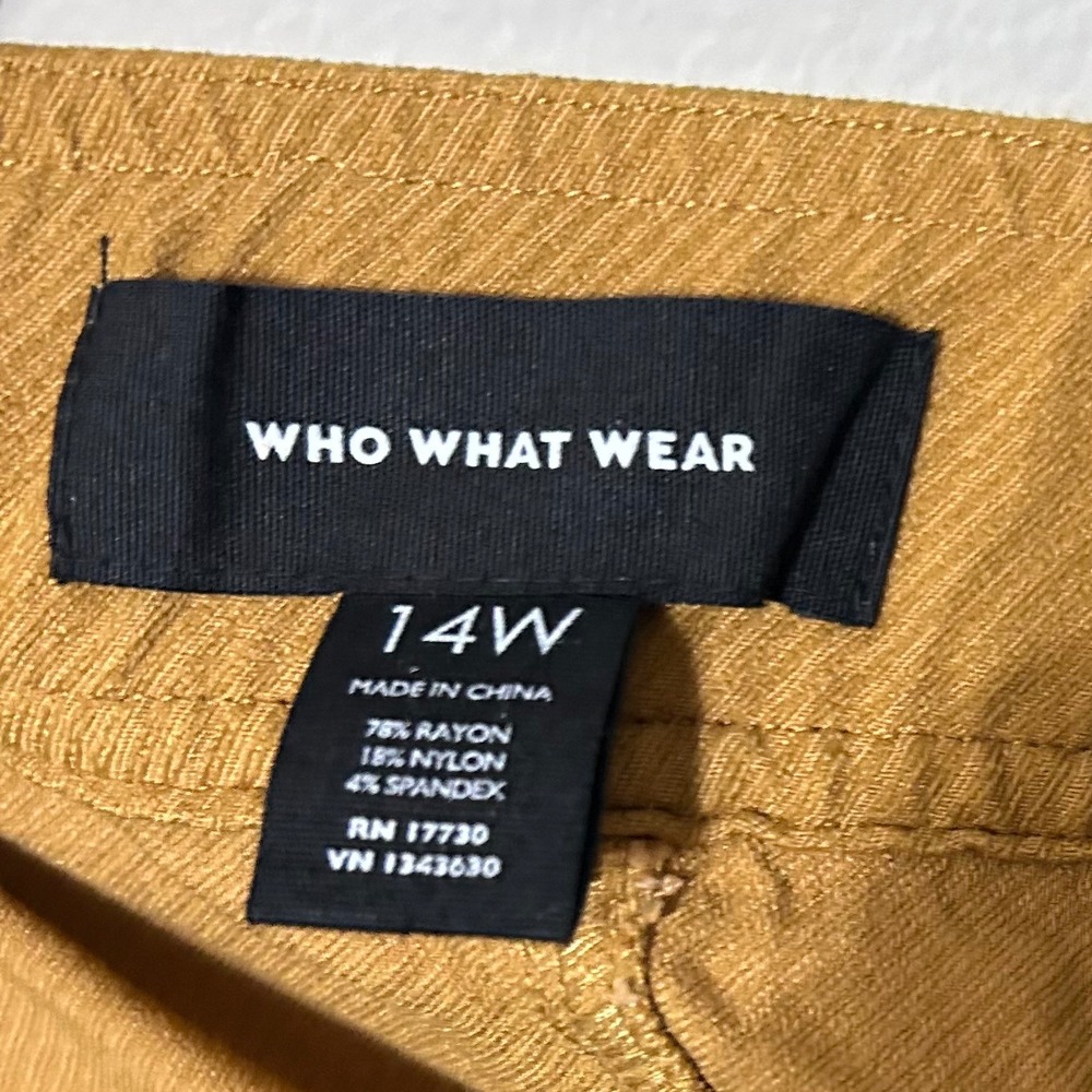 Who What Wear Midi Skirt 14W Mustard Jacquard Stripes Utility Cargo Pocket Barn - Picture 7 of 9